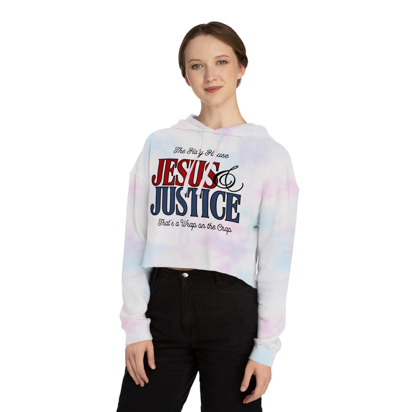 JESUS AND JUSTICE CROP HOODIE
