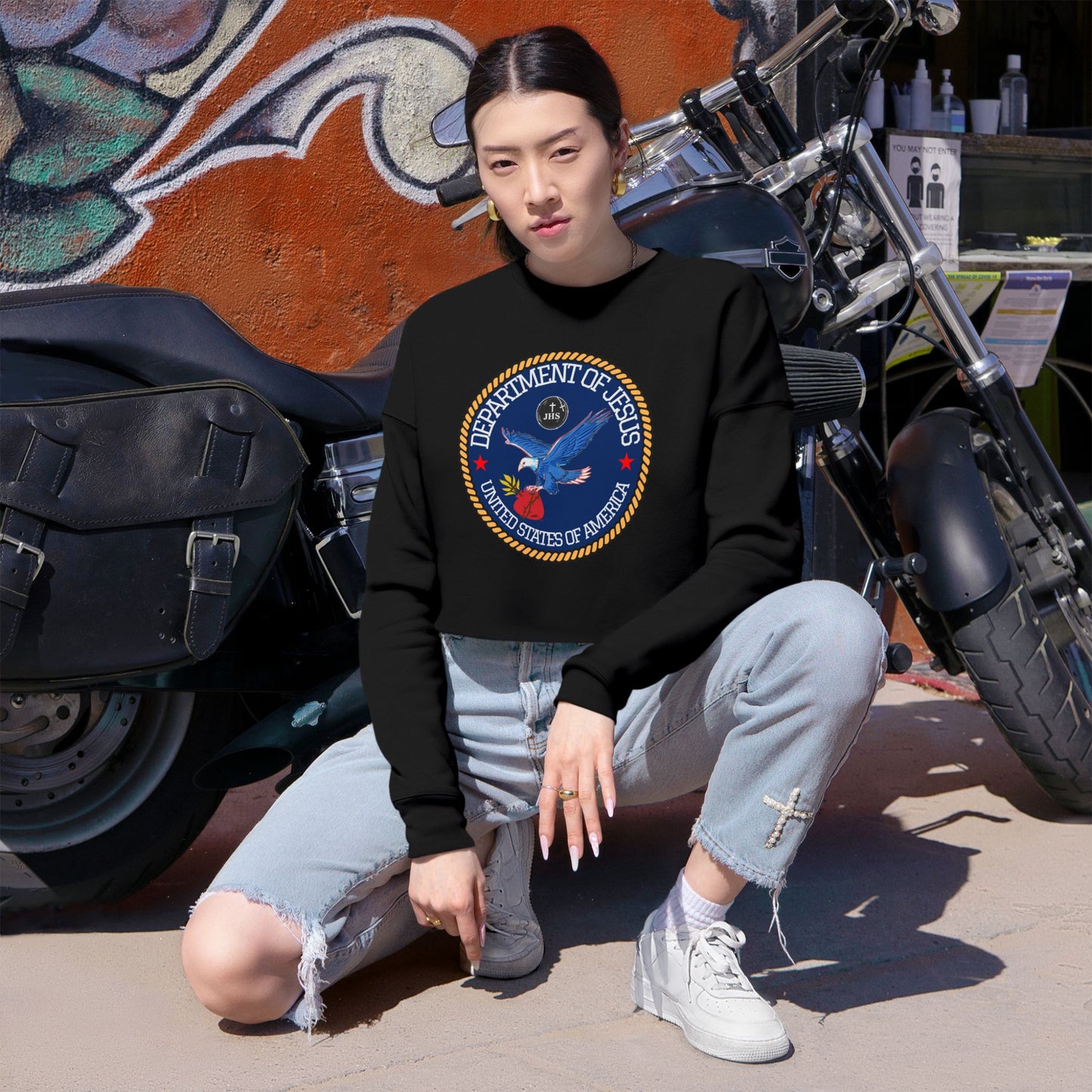 DEPARTMENT OF JESUS CROP SWEATSHIRT
