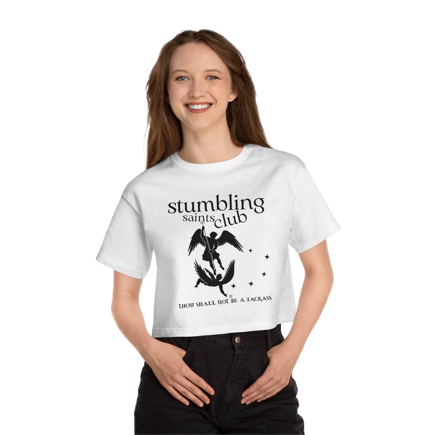 STUMBLING SAINTS CROP TEE