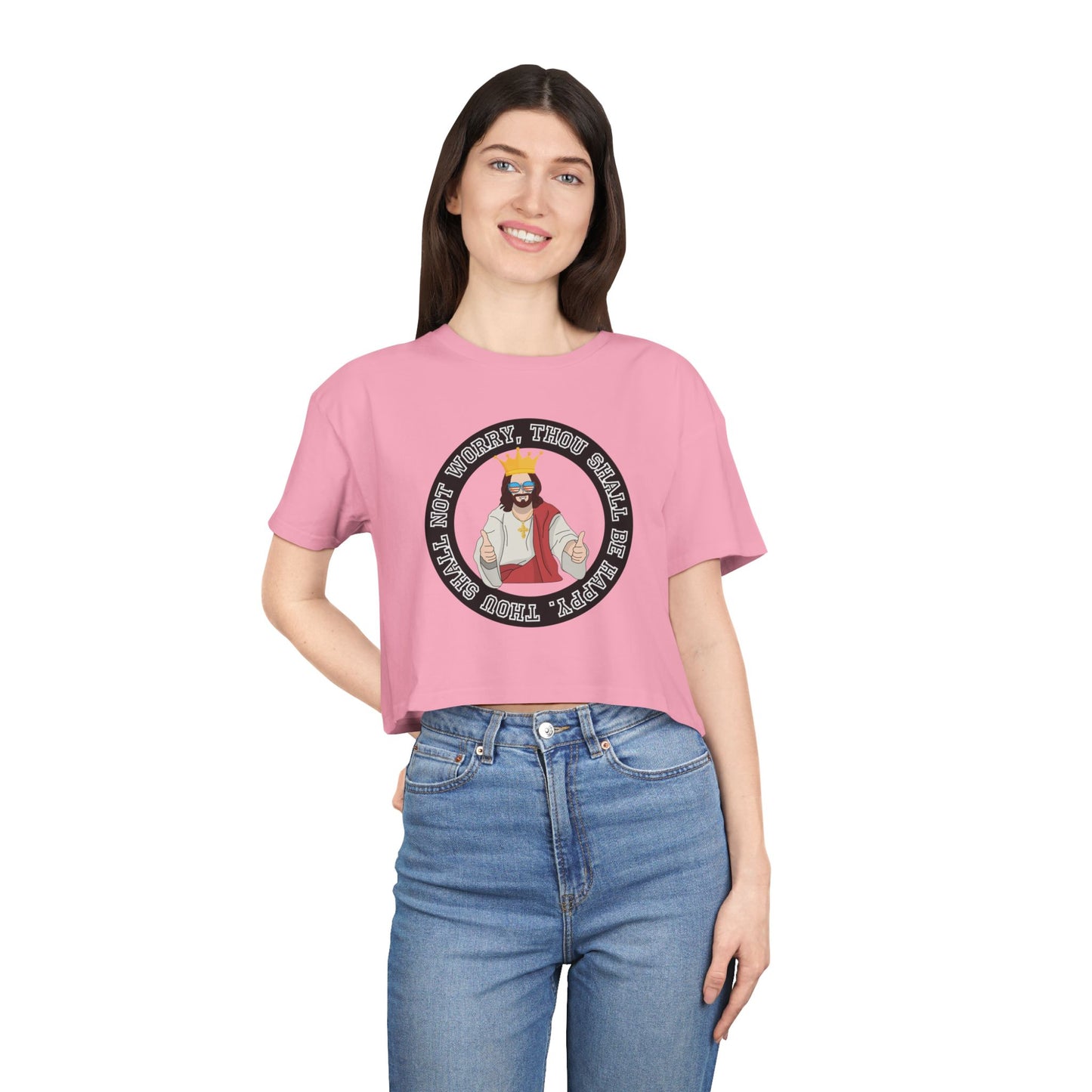 THOU SHALL BE HAPPY CROP TEE
