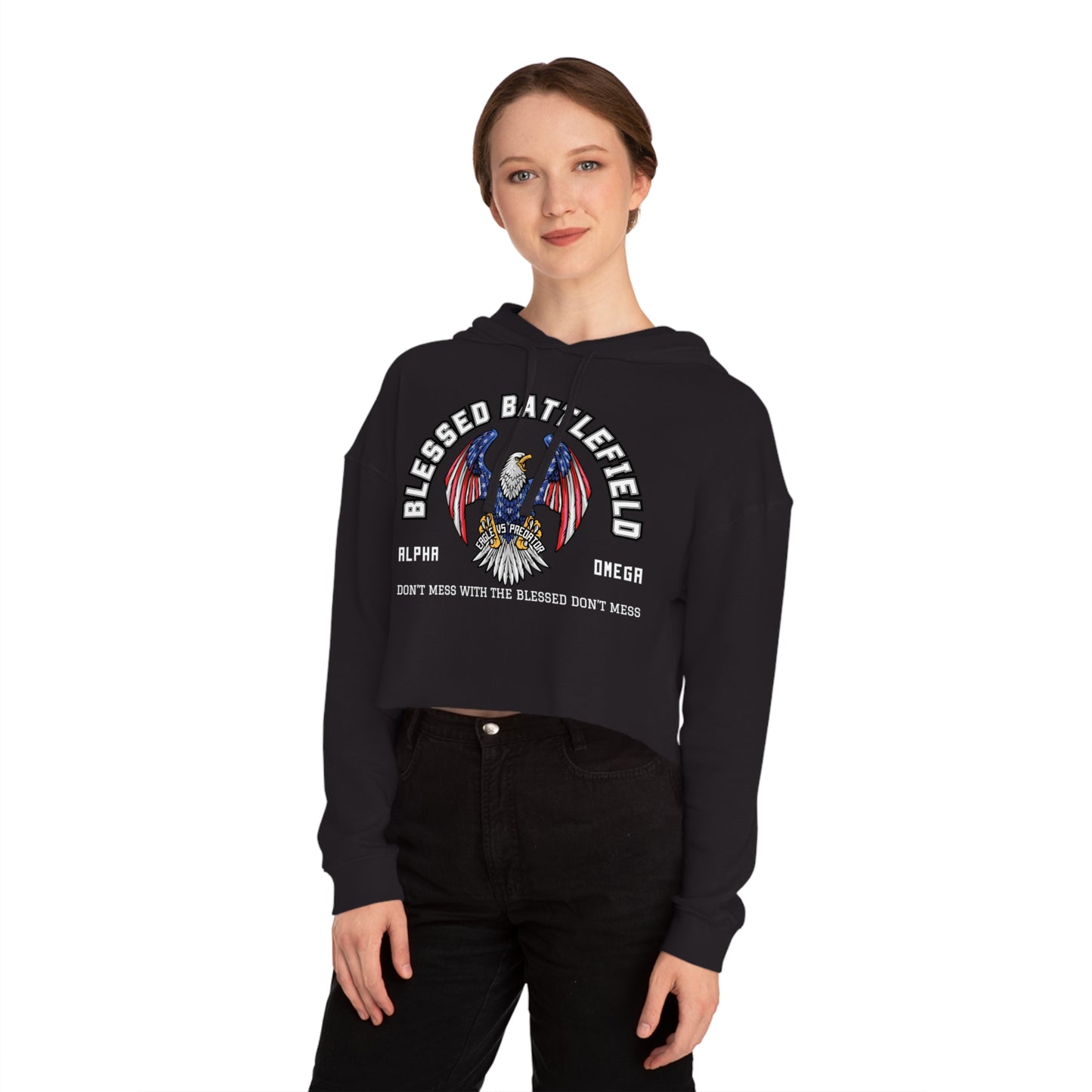 BLESSED BATTLEFIELD USA CROP HOODIE
