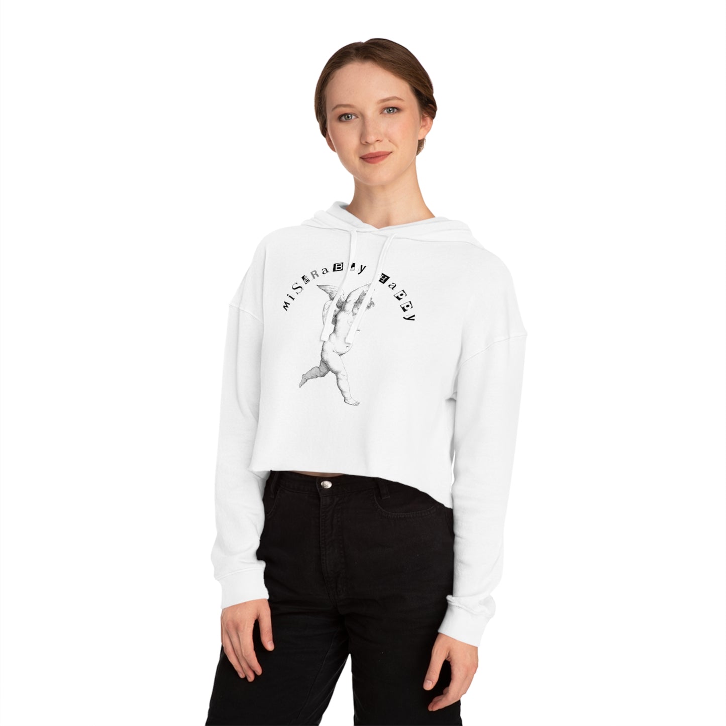 MISERABLY HAPPY BABY ANGEL CROP HOODIE