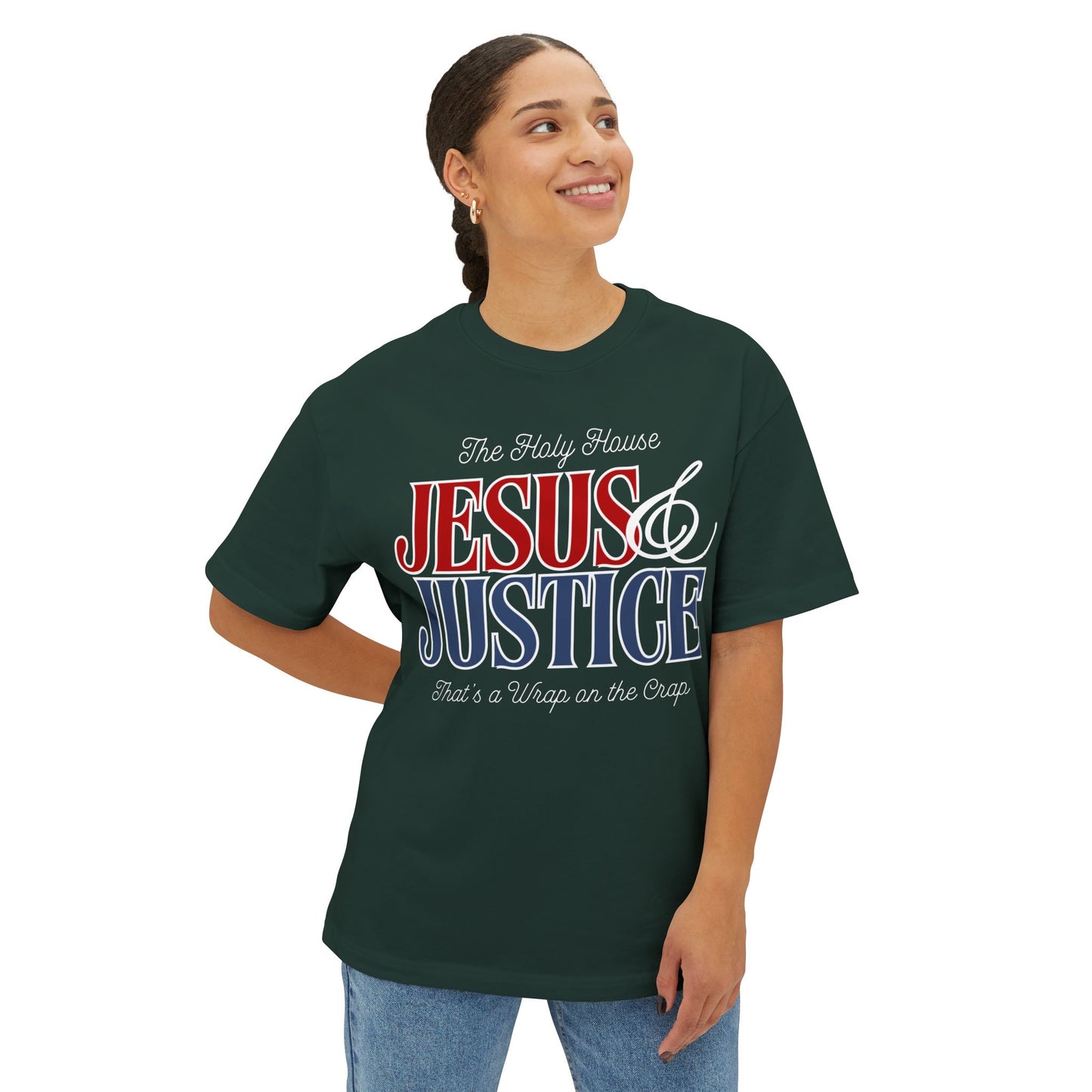 JESUS AND JUSTICE BOXY TEE