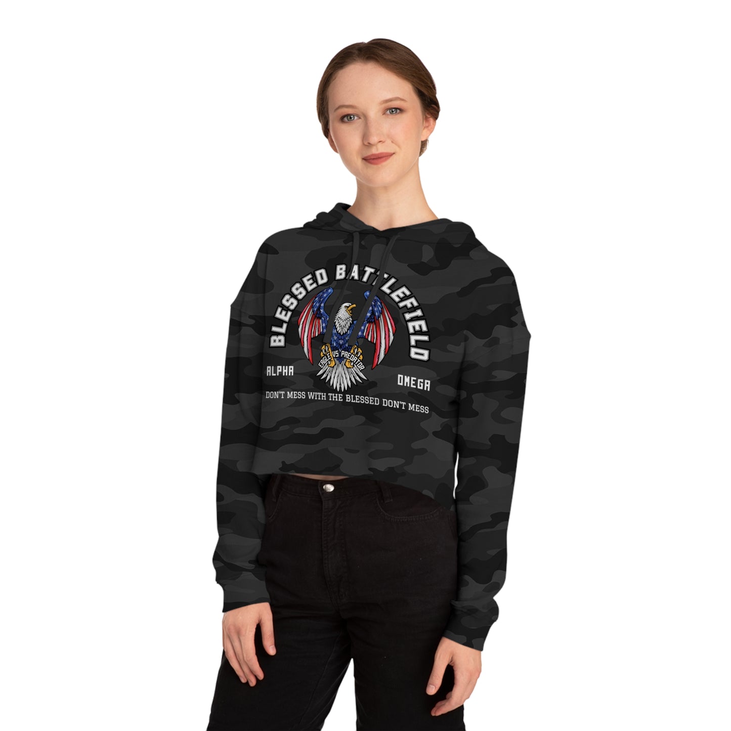 BLESSED BATTLEFIELD USA CROP HOODIE