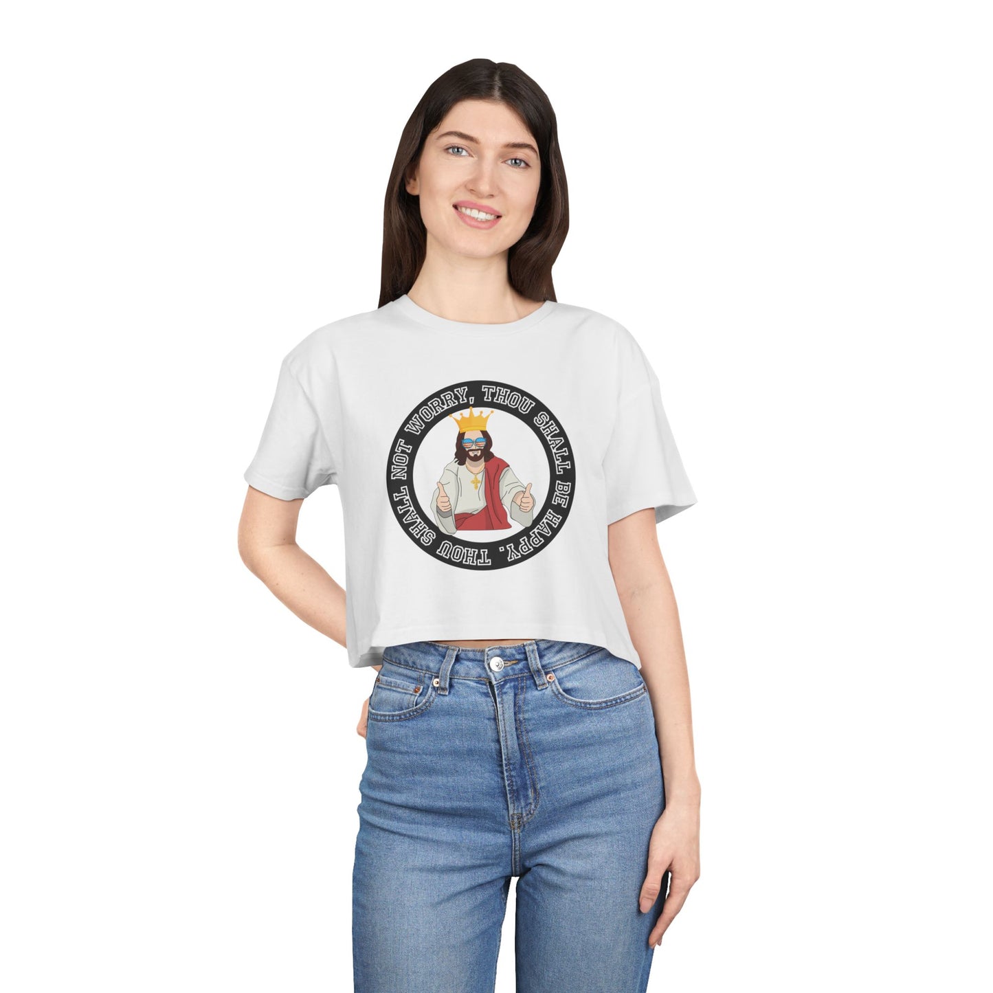 THOU SHALL BE HAPPY CROP TEE