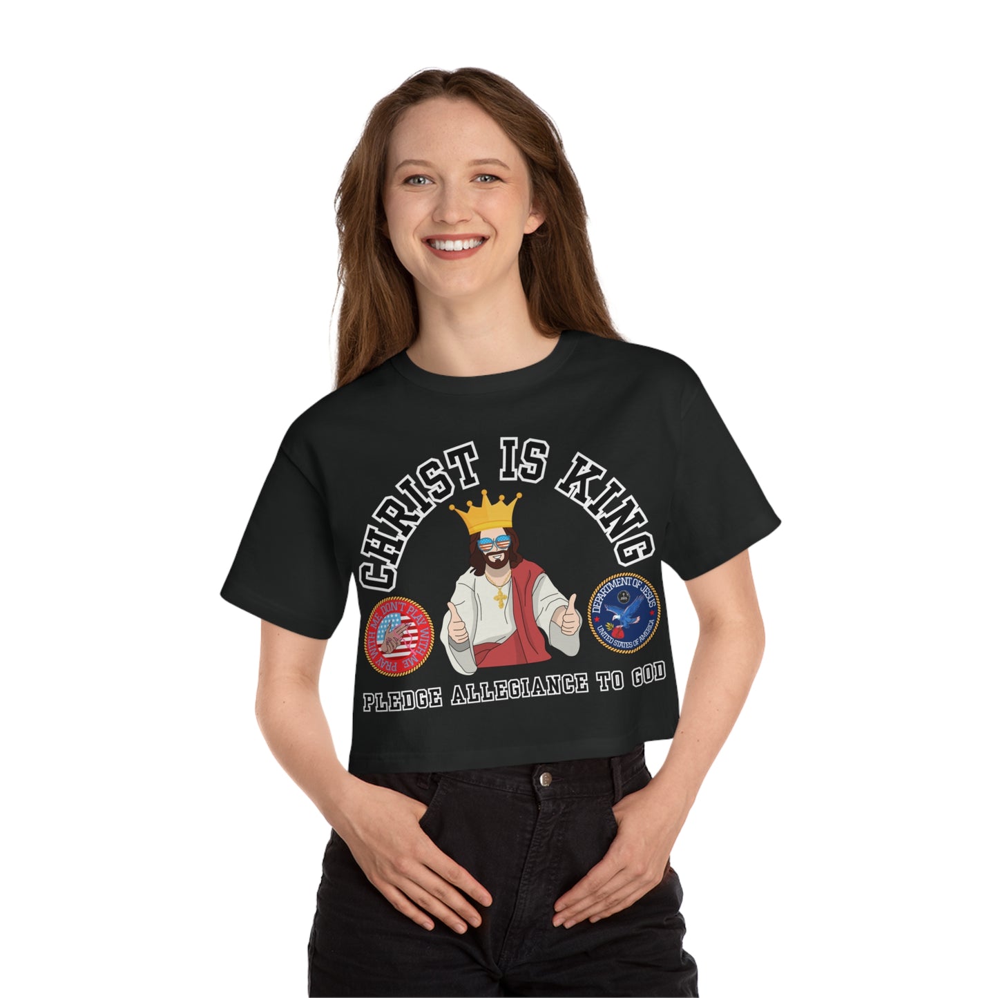 PLEDGE ALLEGIANCE TO GOD CROP TEE