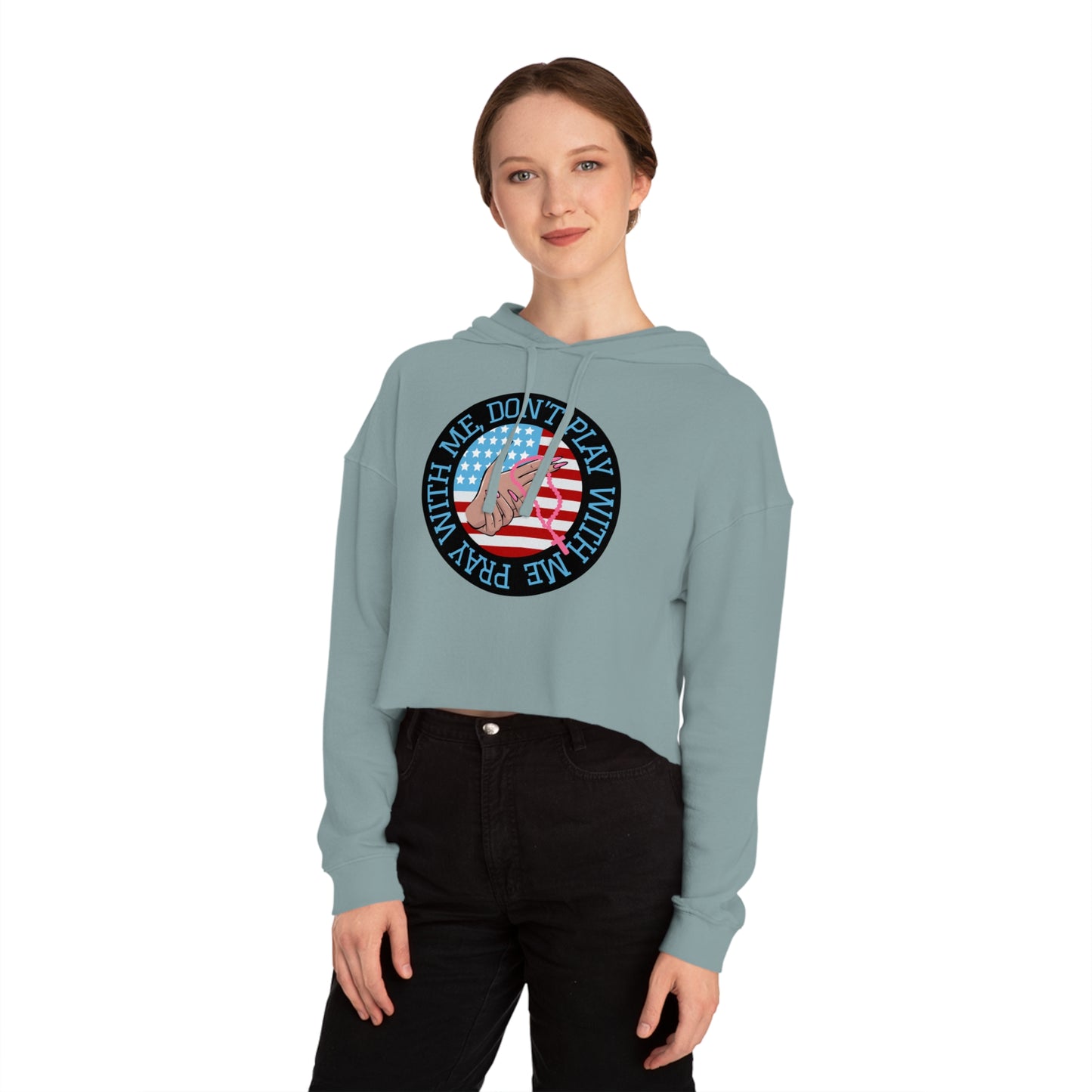 PRAY DON'T PLAY CROP HOODIE