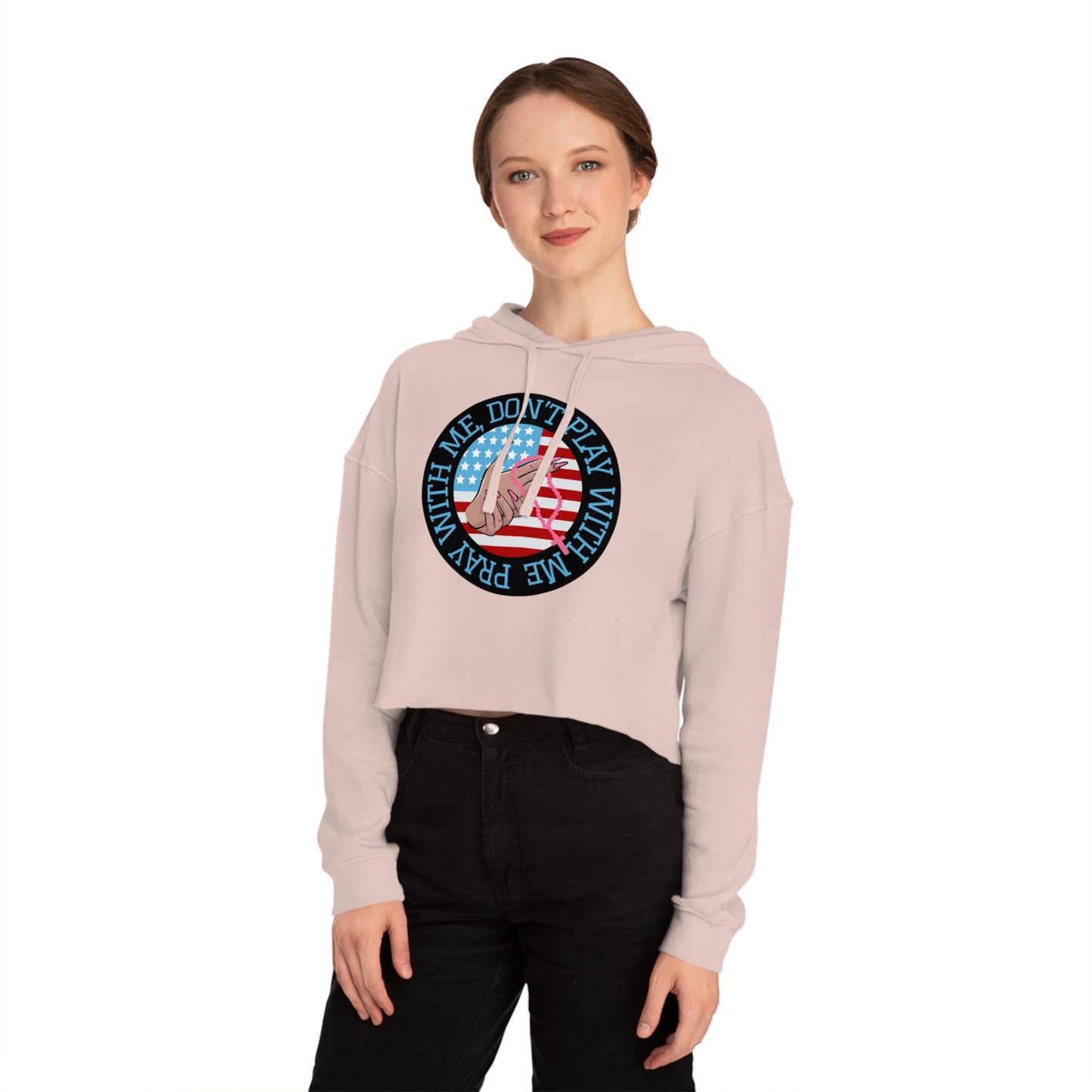 PRAY DON'T PLAY CROP HOODIE