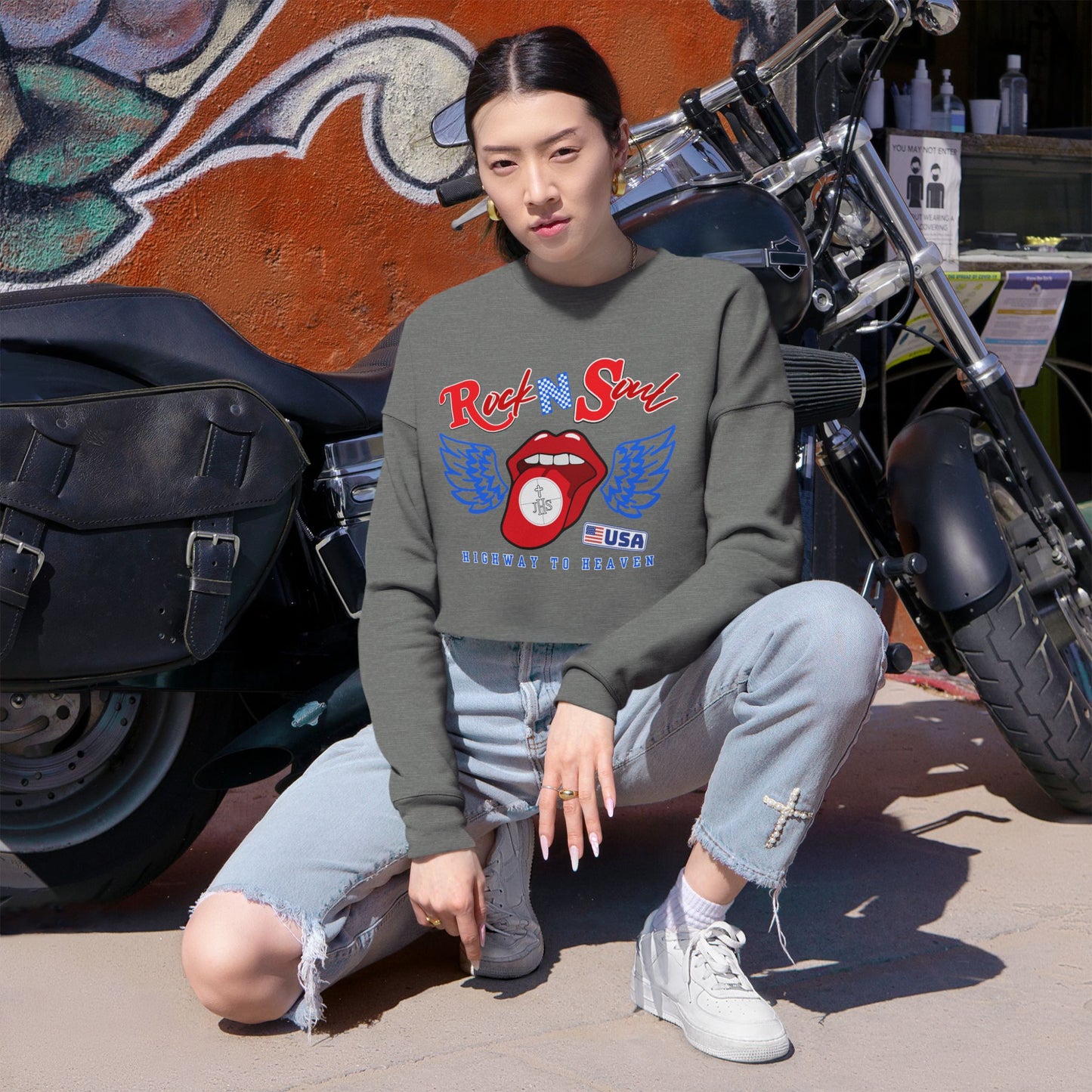 ROCK N SOUL CROP SWEATSHIRT