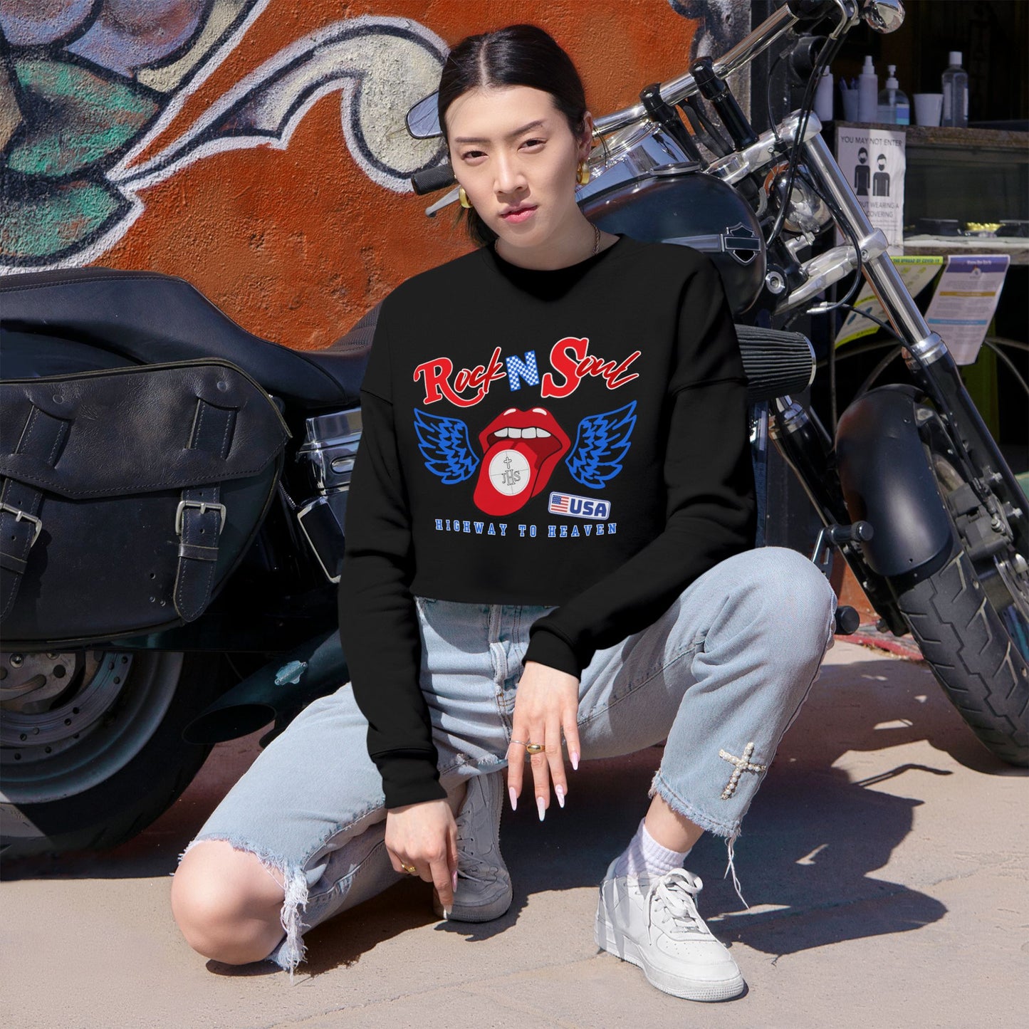 ROCK N SOUL CROP SWEATSHIRT