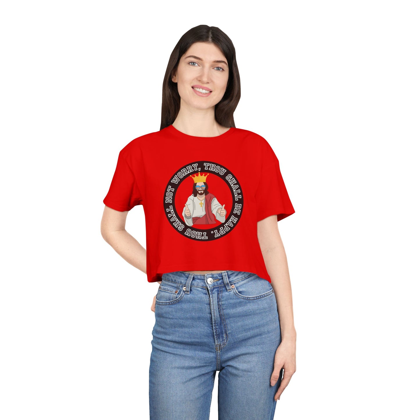 THOU SHALL BE HAPPY CROP TEE