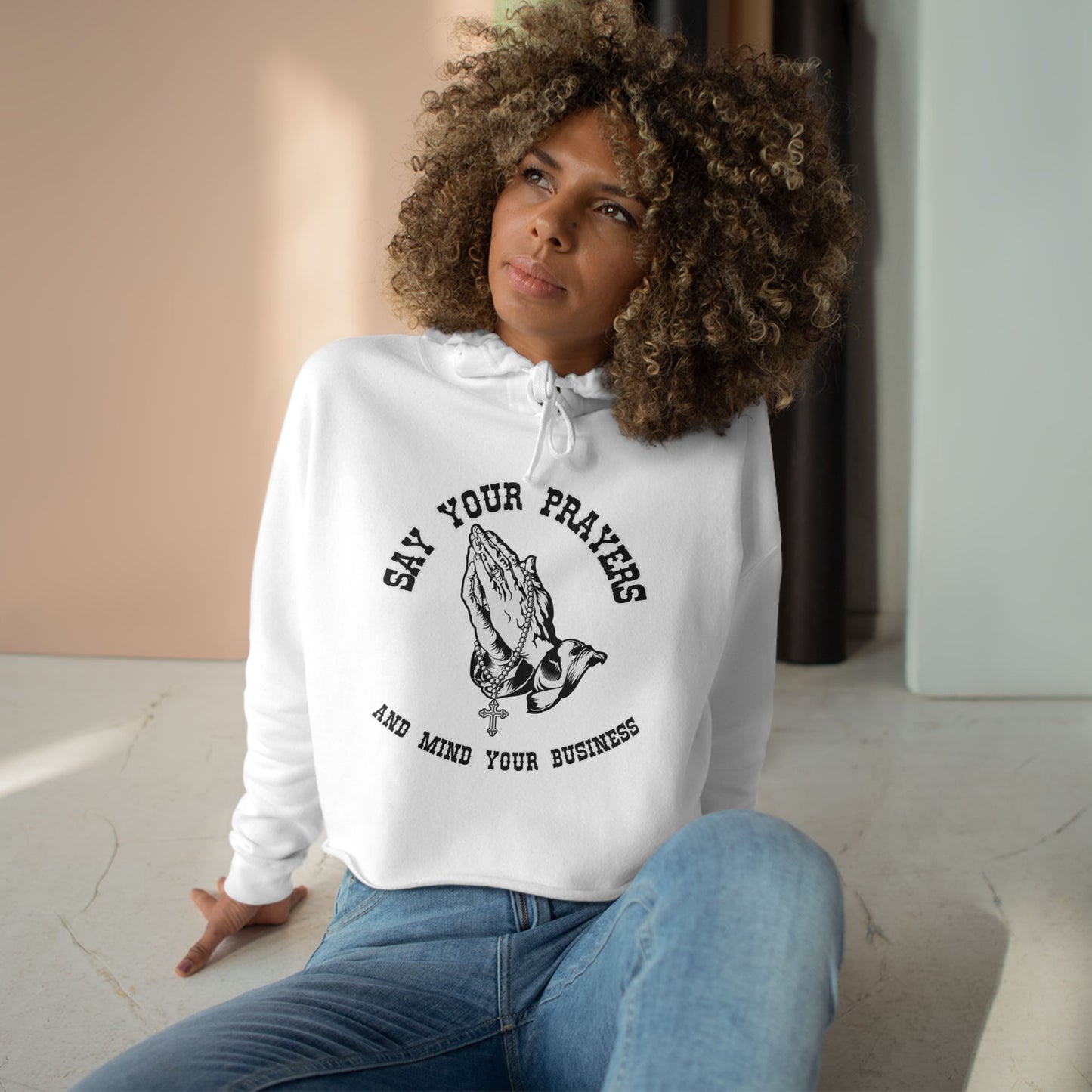 MIND YOUR BUSINESS CROP HOODIE