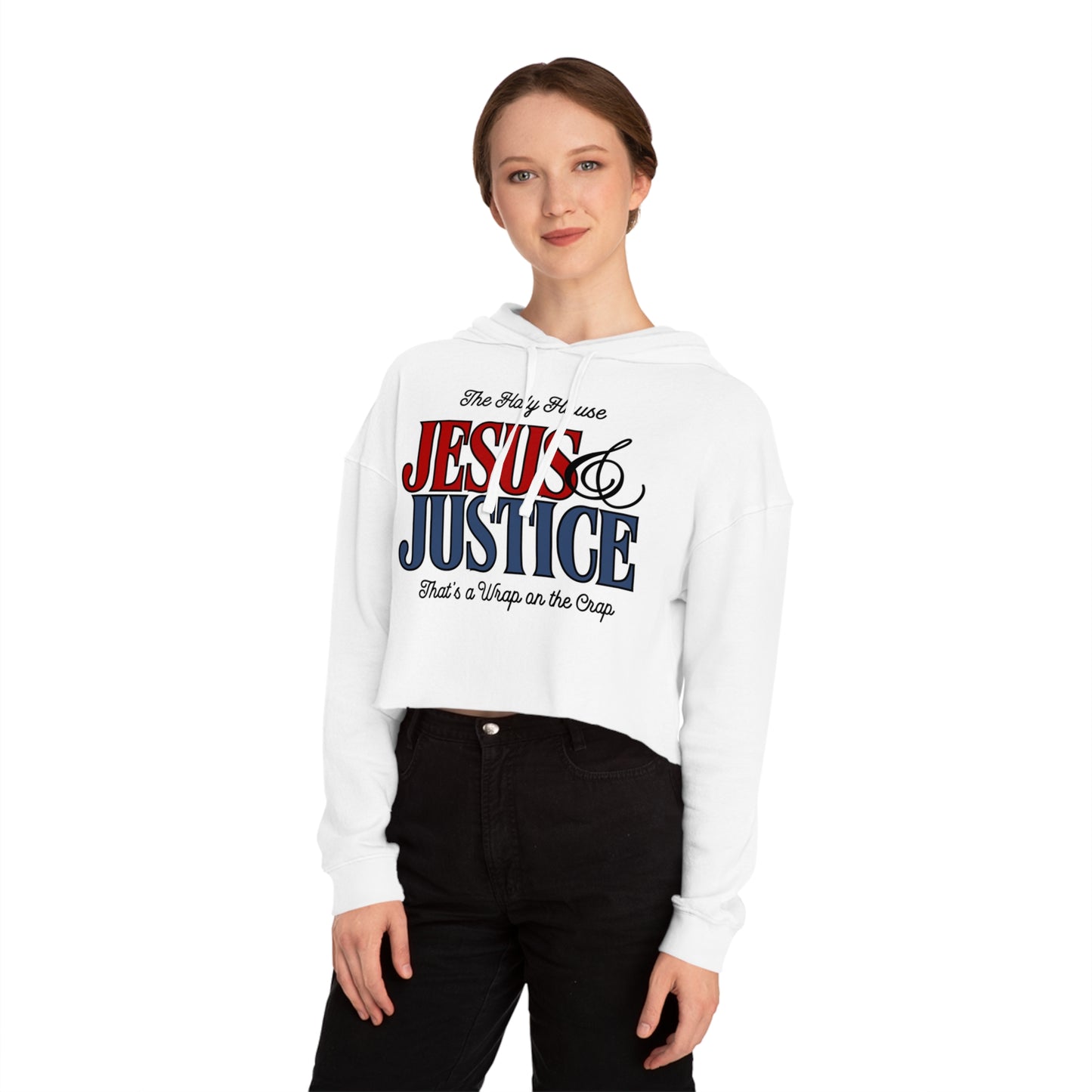 JESUS AND JUSTICE CROP HOODIE