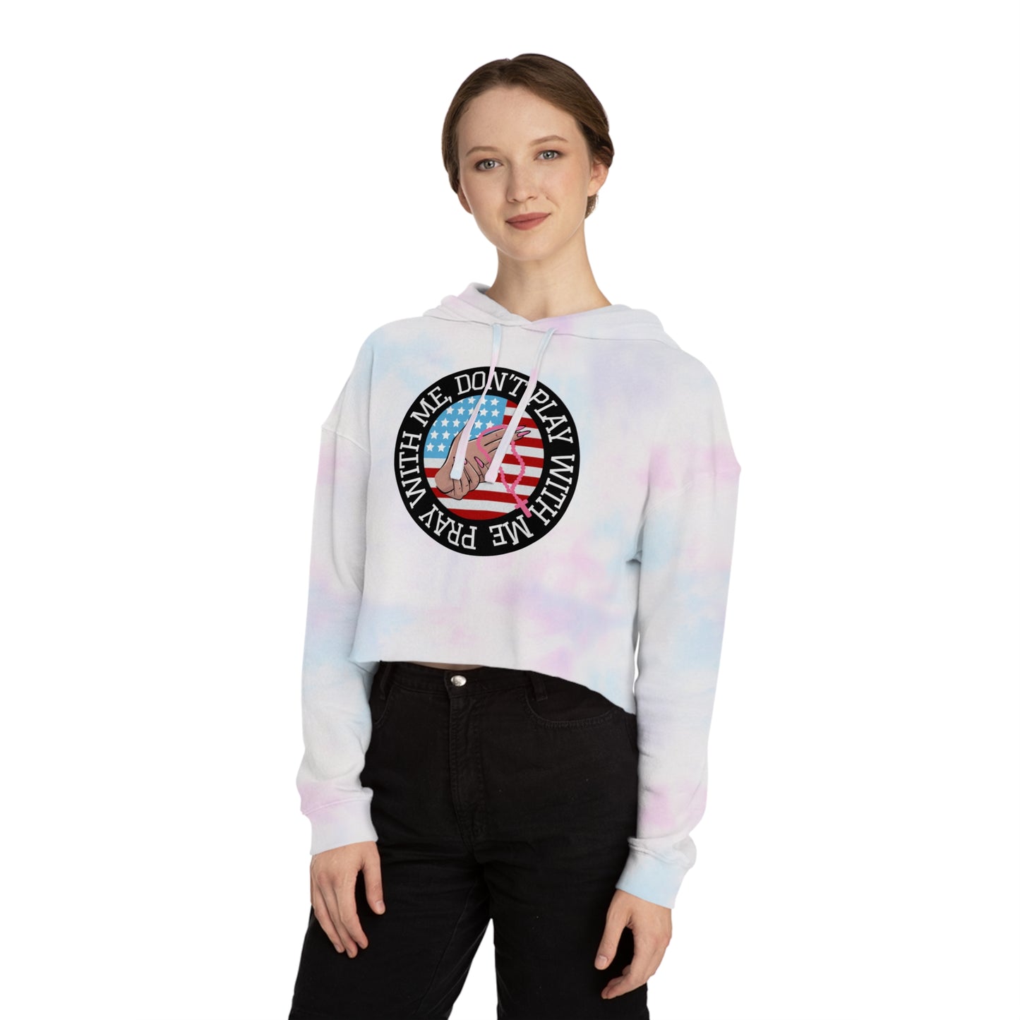 PRAY DON'T PLAY CROP HOODIE