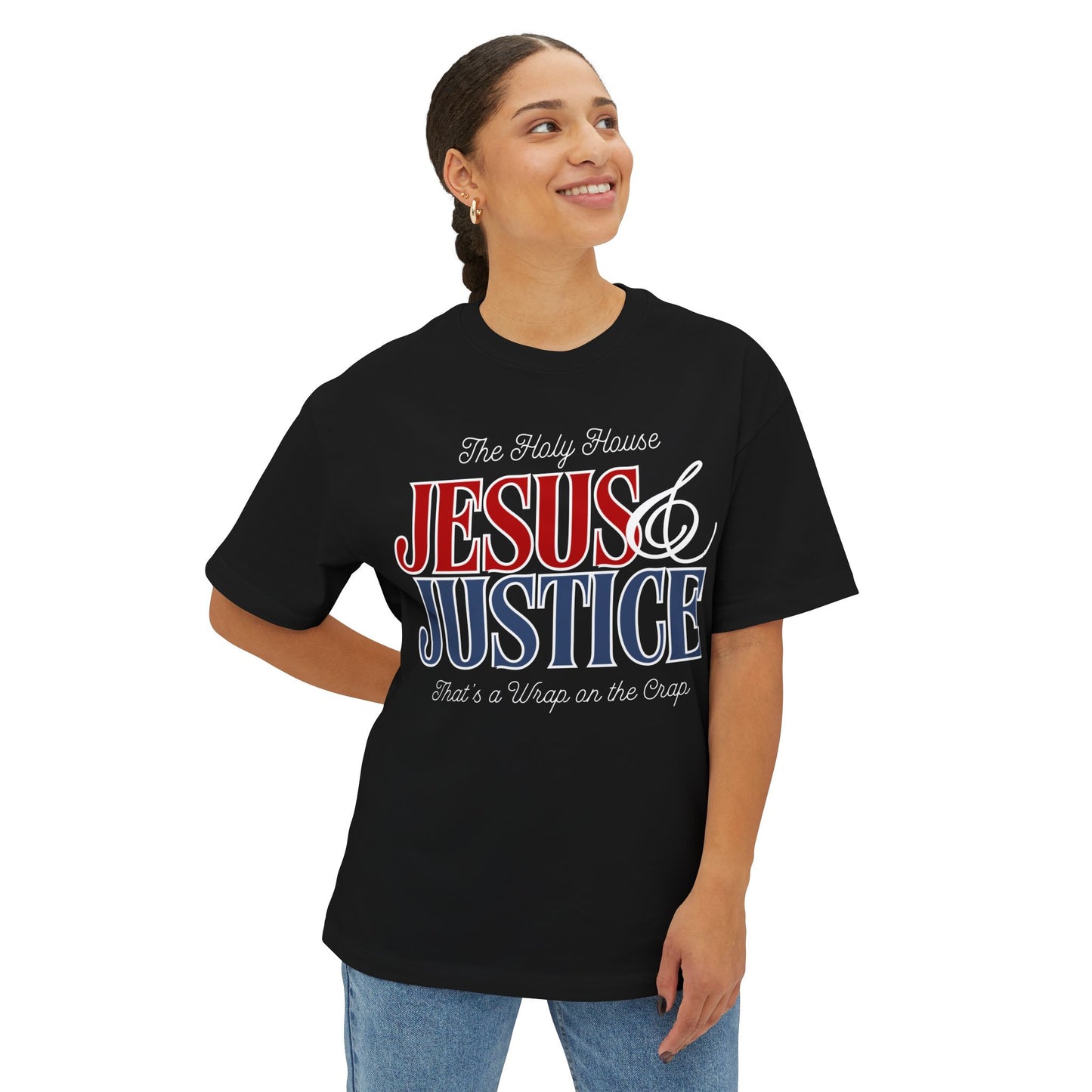 JESUS AND JUSTICE BOXY TEE