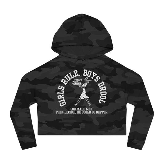 GIRLS RULE BOYS DROOL CROP HOODIE