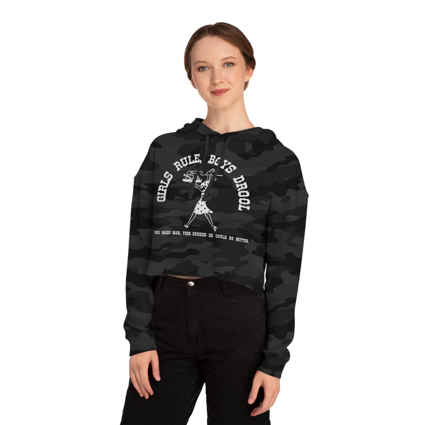 GIRLS RULE BOYS DROOL CROP HOODIE