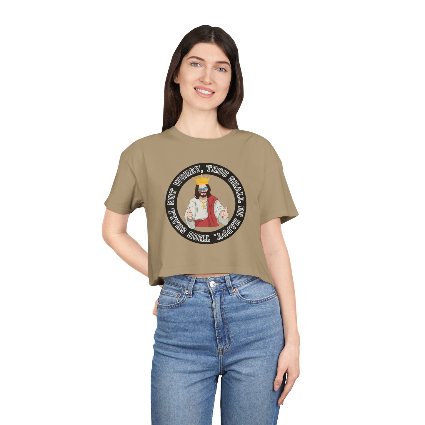 THOU SHALL BE HAPPY CROP TEE