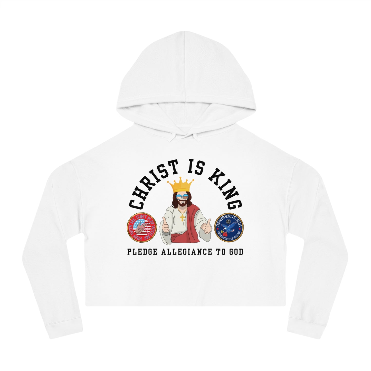 PLEDGE ALLEGIANCE TO GOD CROP HOODIE