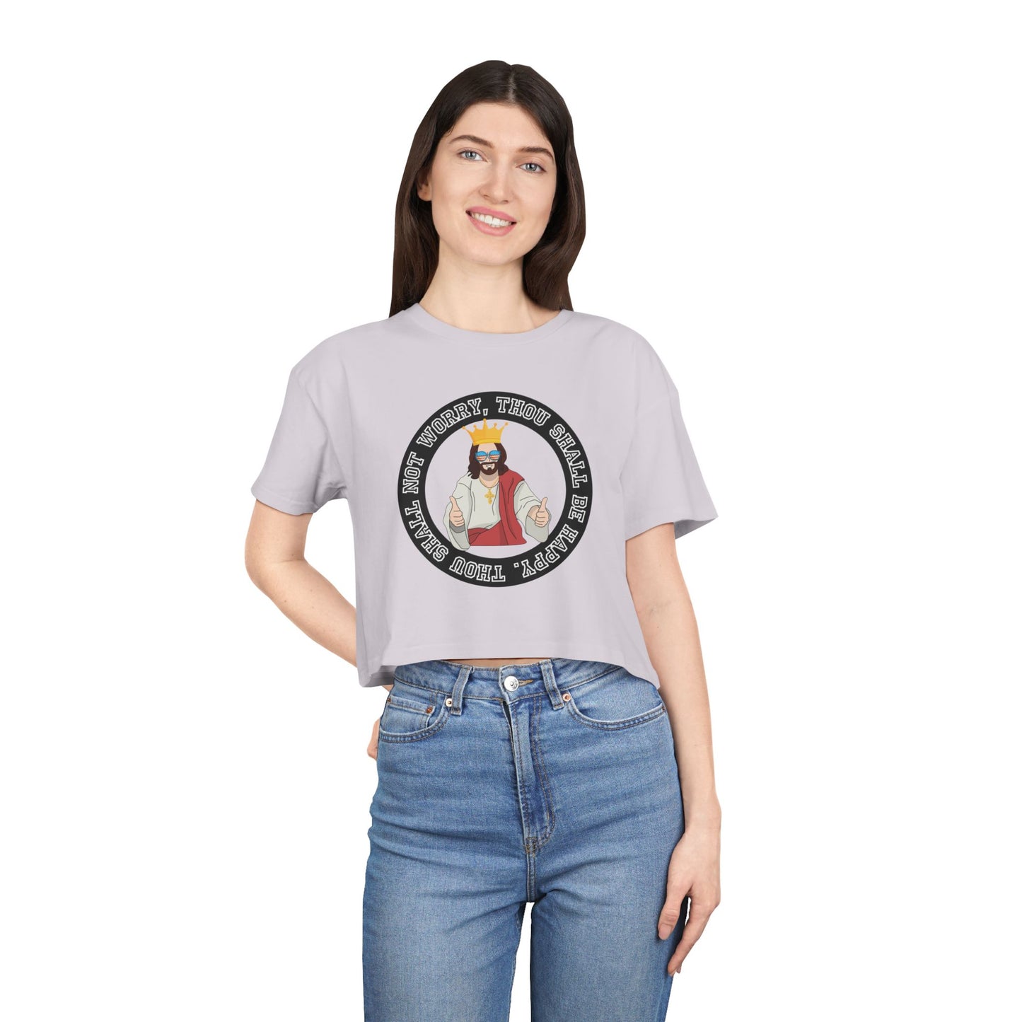 THOU SHALL BE HAPPY CROP TEE