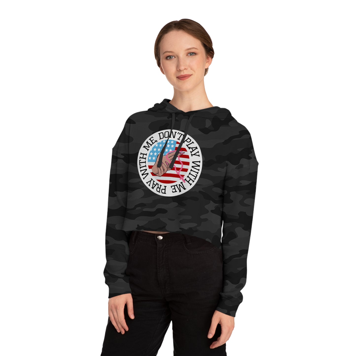 PRAY DON'T PLAY CROP HOODIE