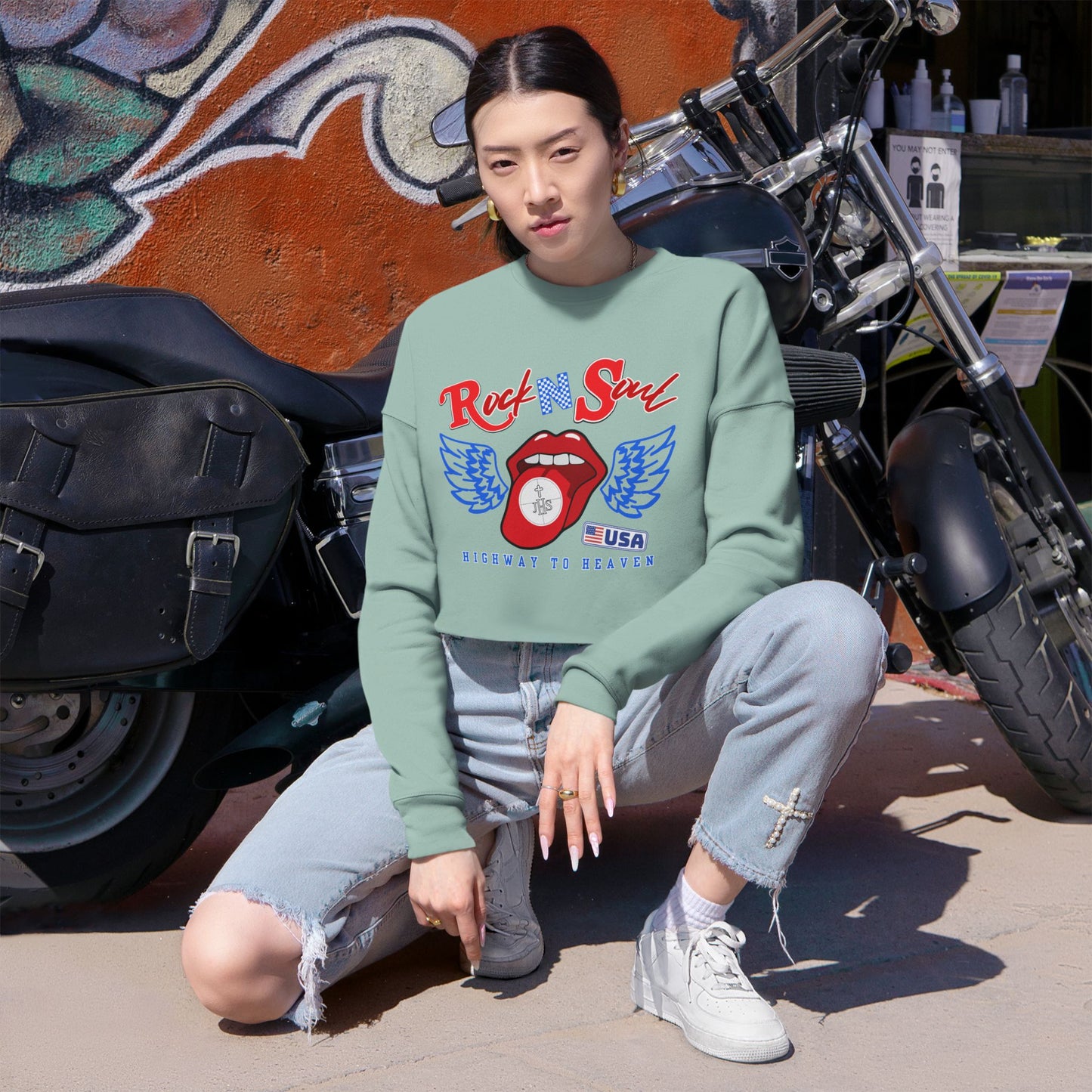 ROCK N SOUL CROP SWEATSHIRT