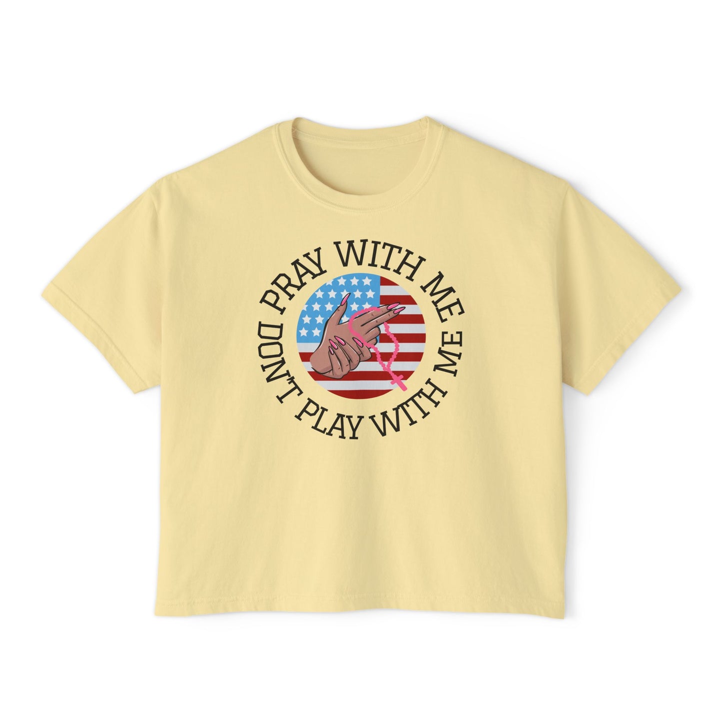 PRAY DON'T PLAY CROP BOXY TEE