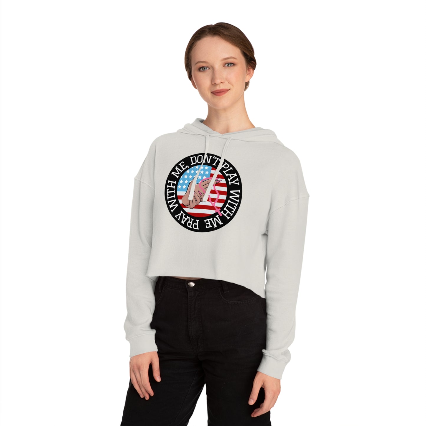PRAY DON'T PLAY CROP HOODIE