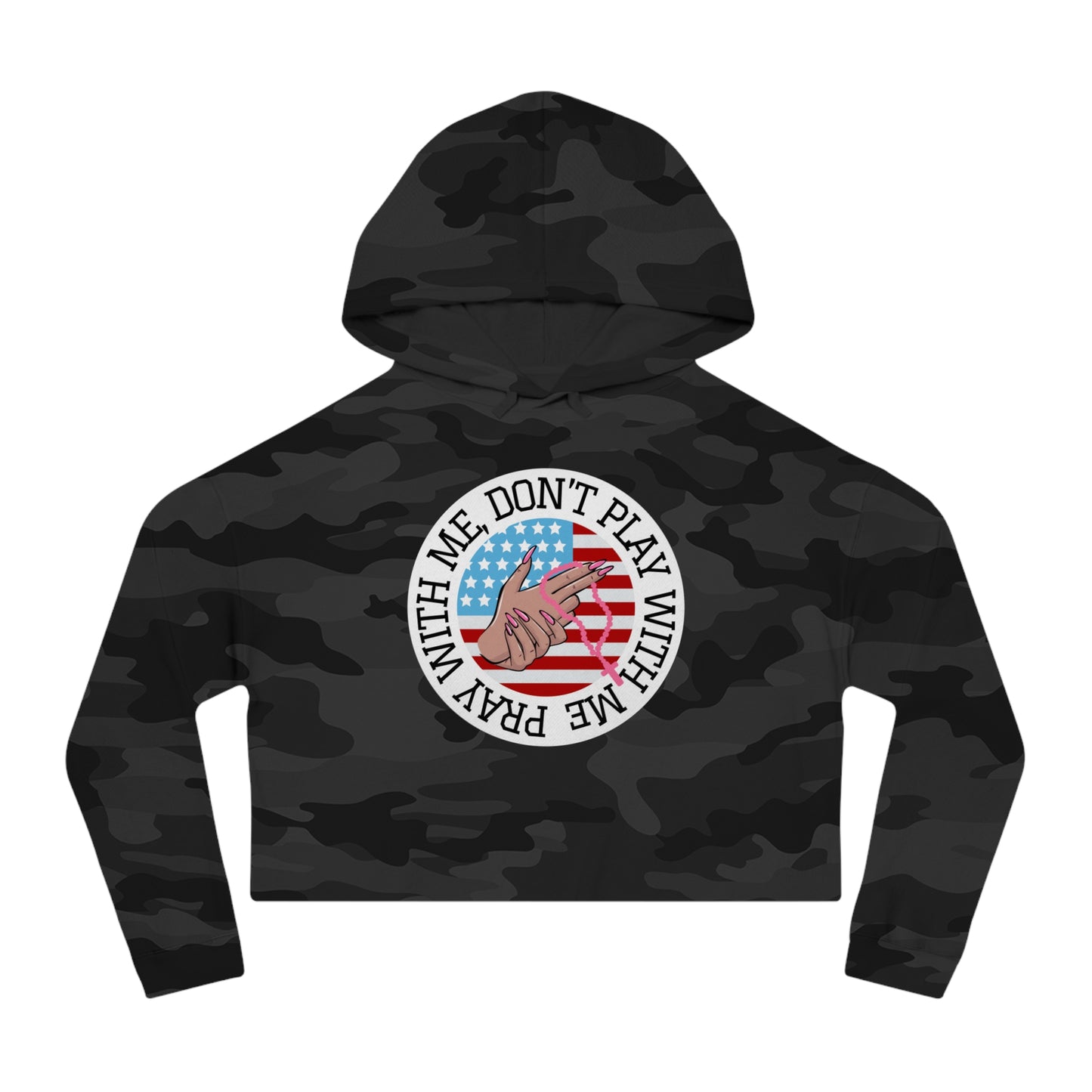 PRAY DON'T PLAY CROP HOODIE
