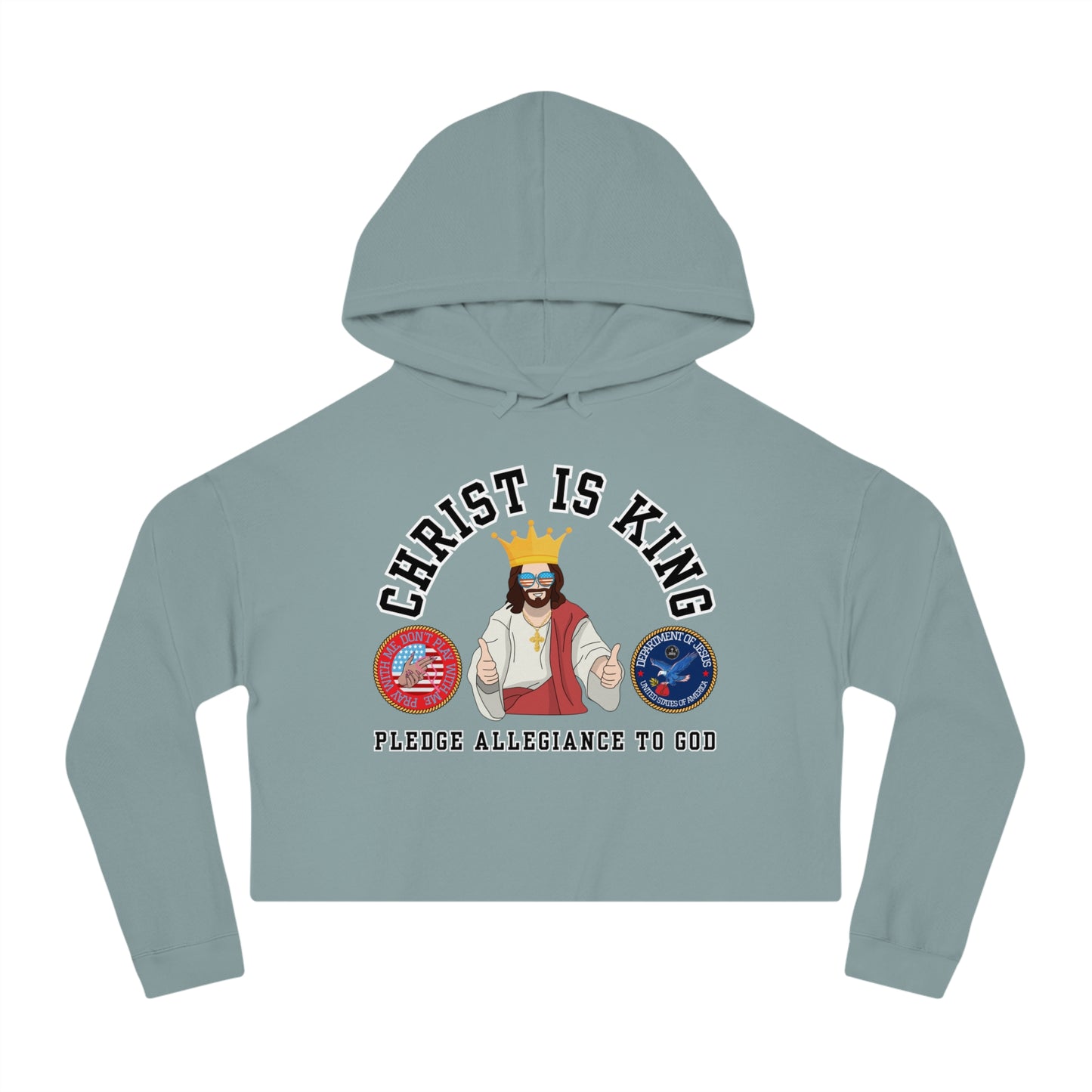 PLEDGE ALLEGIANCE TO GOD CROP HOODIE