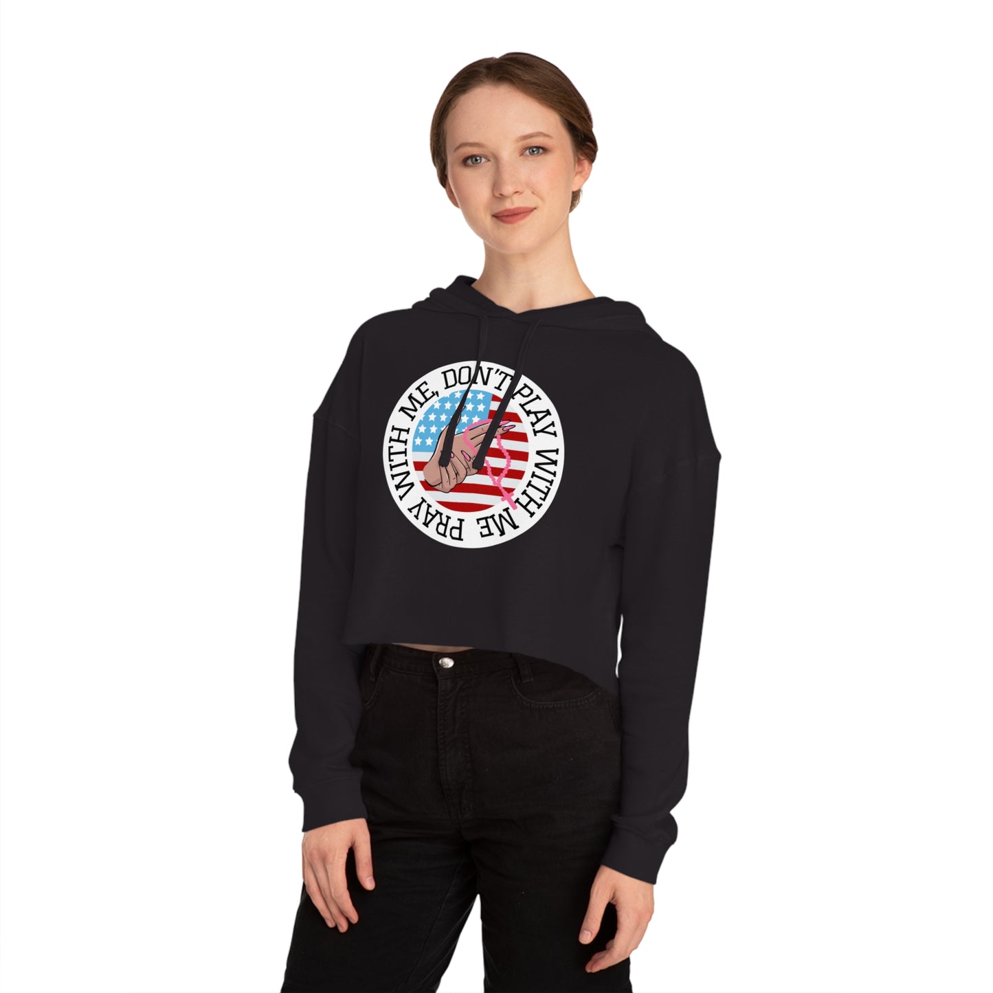 PRAY DON'T PLAY CROP HOODIE