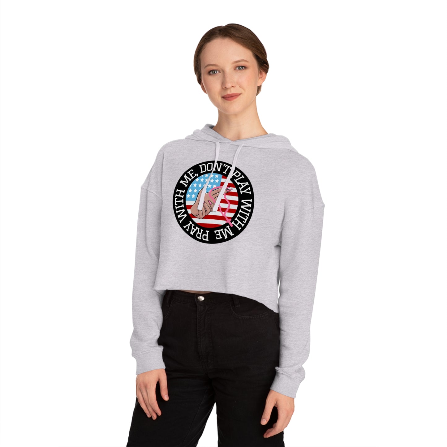 PRAY DON'T PLAY CROP HOODIE