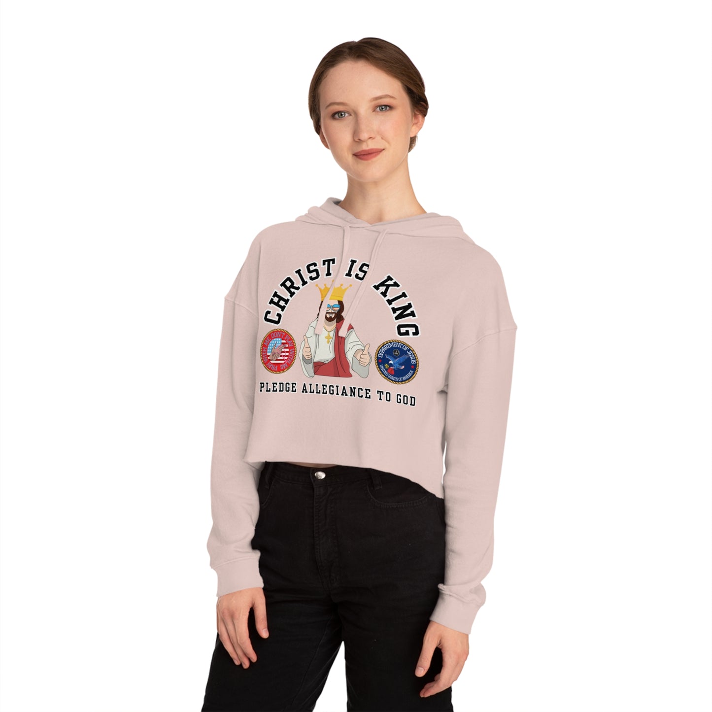 PLEDGE ALLEGIANCE TO GOD CROP HOODIE