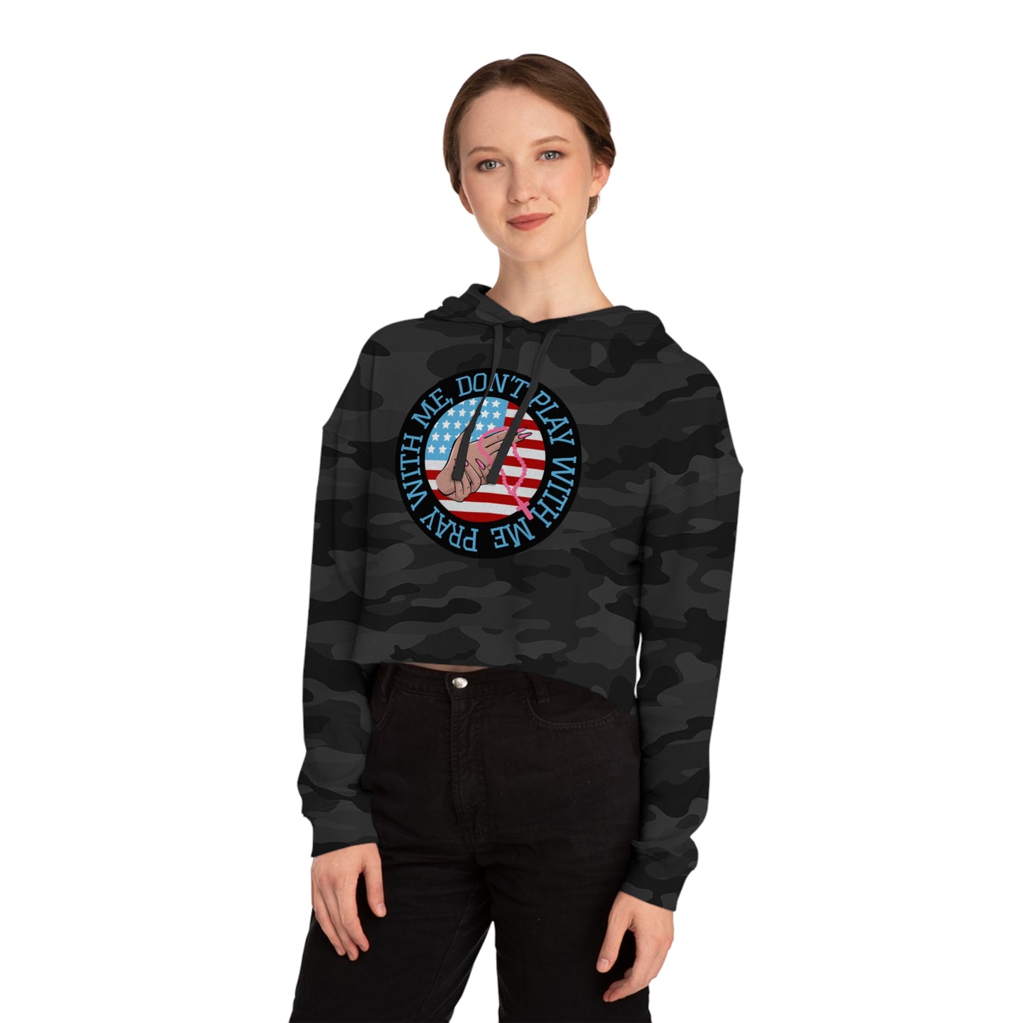 PRAY DON'T PLAY CROP HOODIE