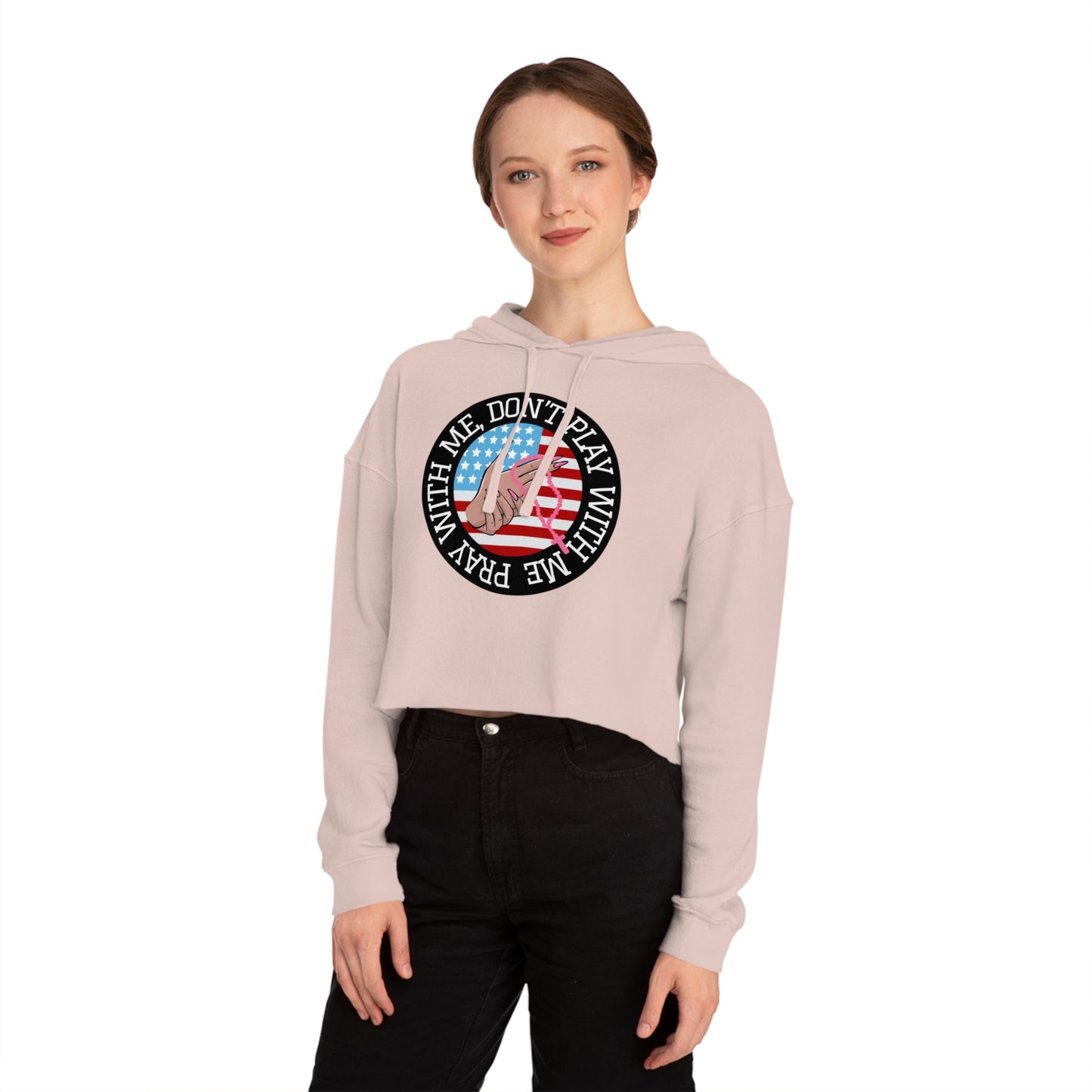 PRAY DON'T PLAY CROP HOODIE