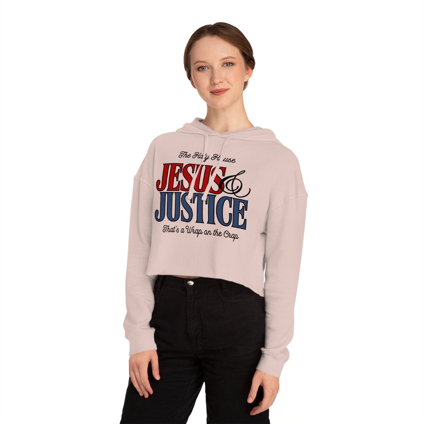 JESUS AND JUSTICE CROP HOODIE