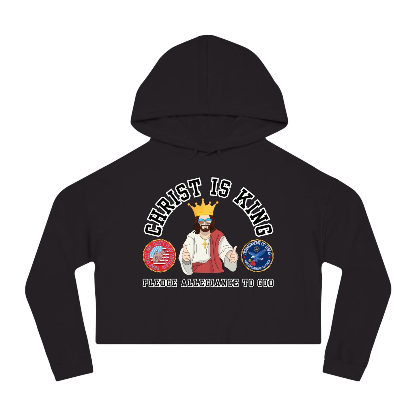 PLEDGE ALLEGIANCE TO GOD CROP HOODIE