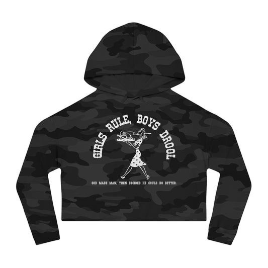 GIRLS RULE BOYS DROOL CROP HOODIE