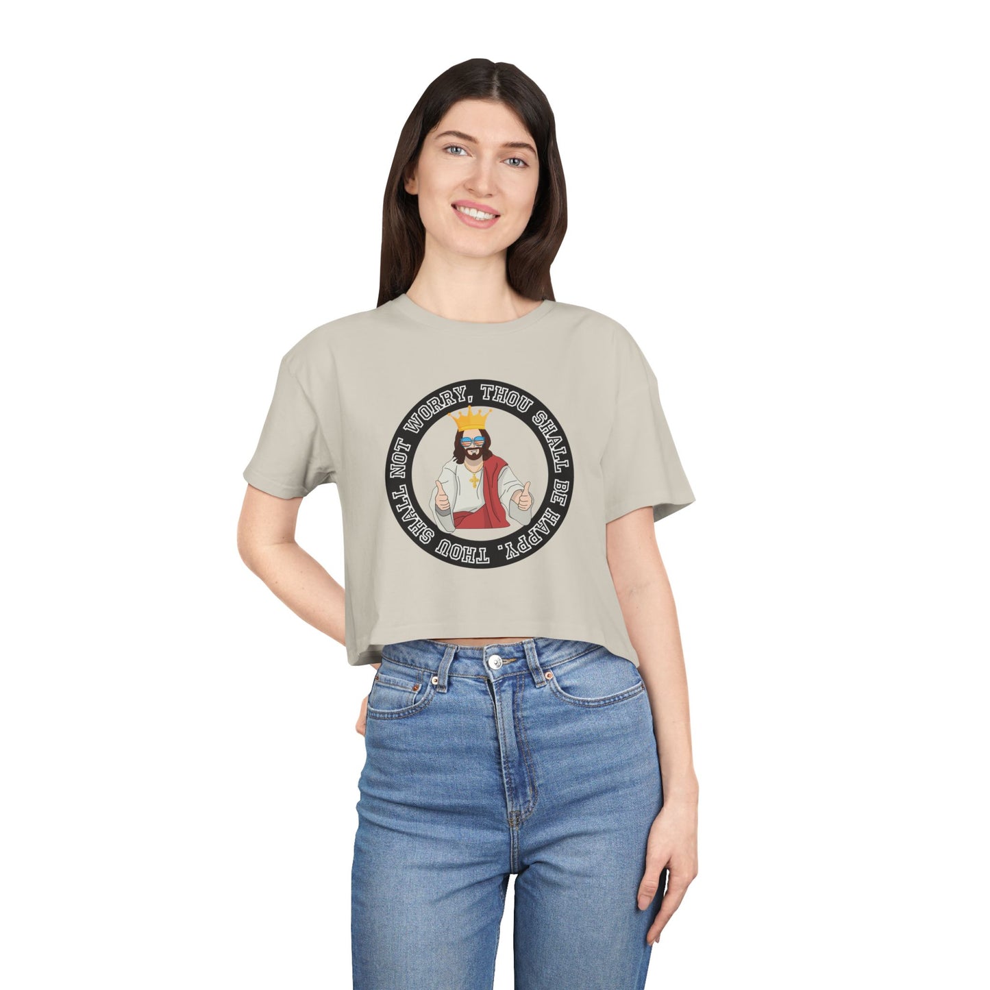 THOU SHALL BE HAPPY CROP TEE