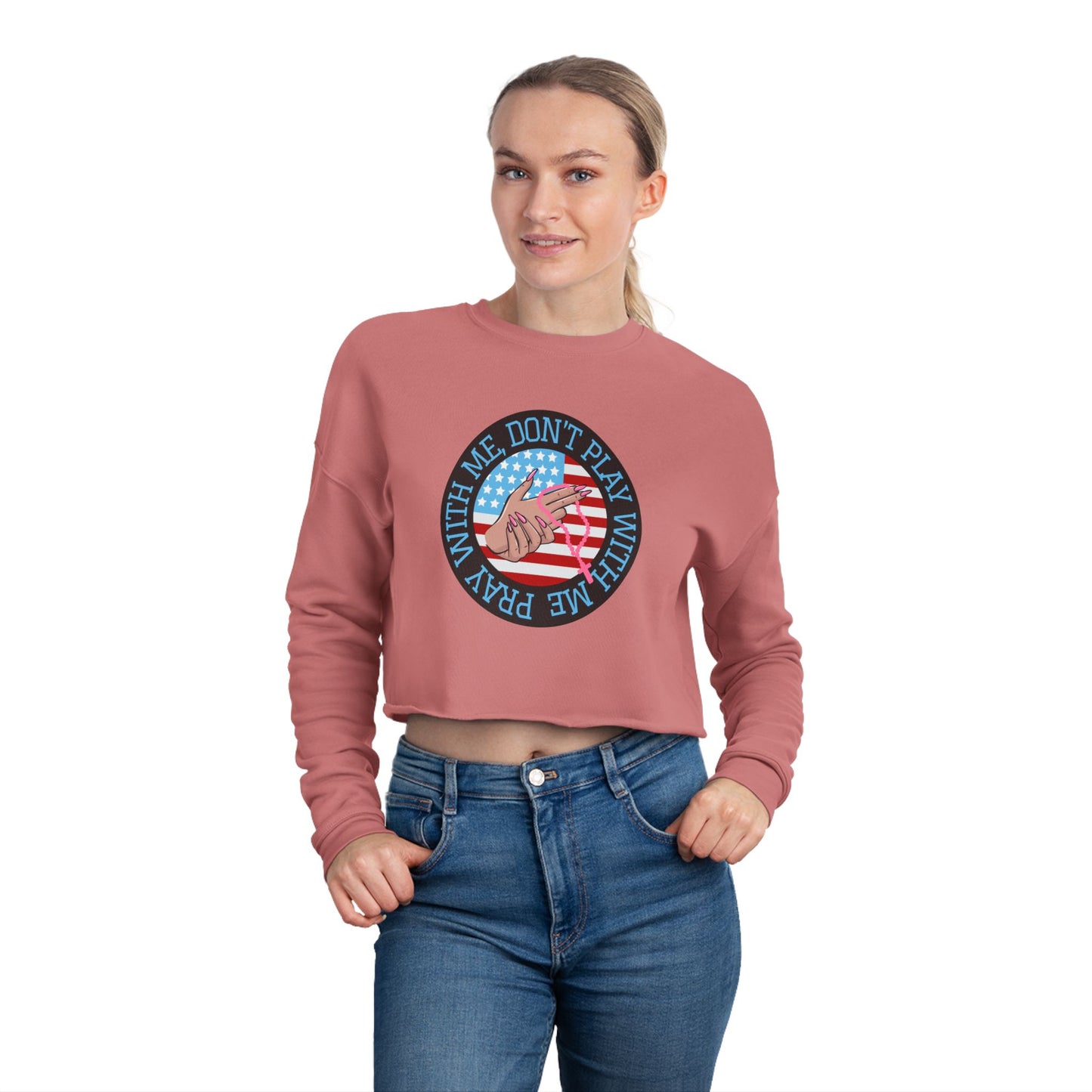 PRAY DONT PLAY CROP SWEATSHIRT