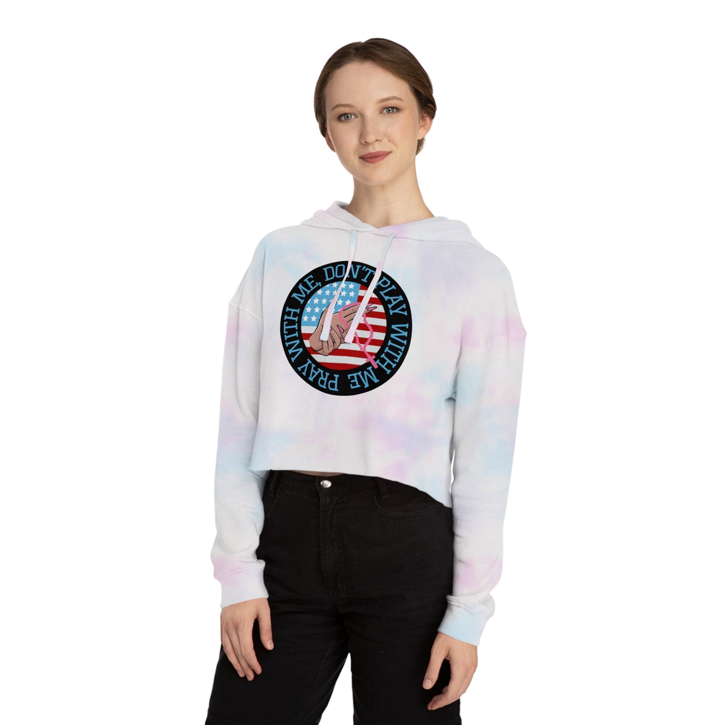 PRAY DON'T PLAY CROP HOODIE