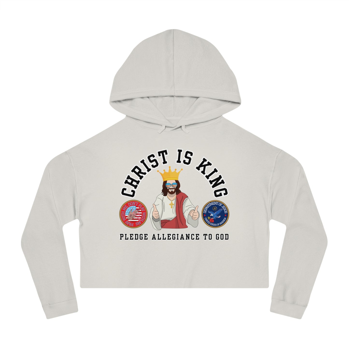 PLEDGE ALLEGIANCE TO GOD CROP HOODIE