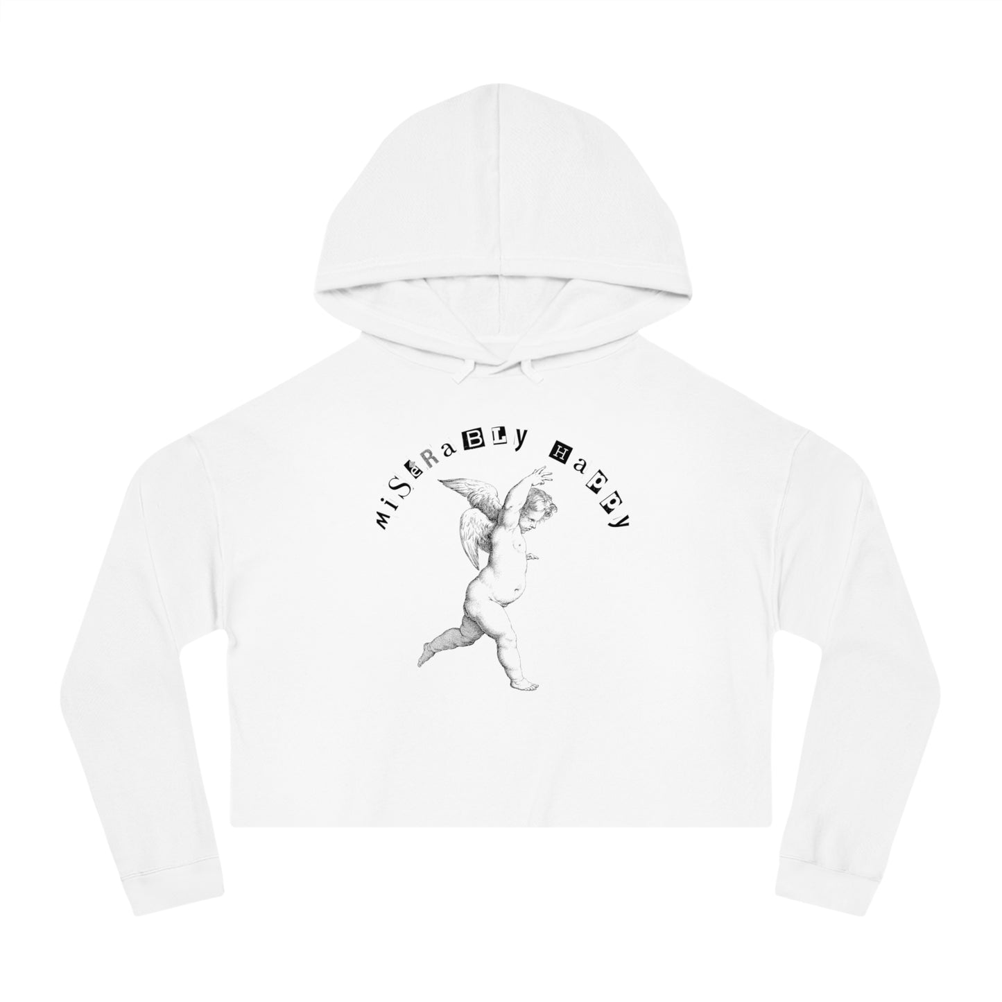 MISERABLY HAPPY BABY ANGEL CROP HOODIE