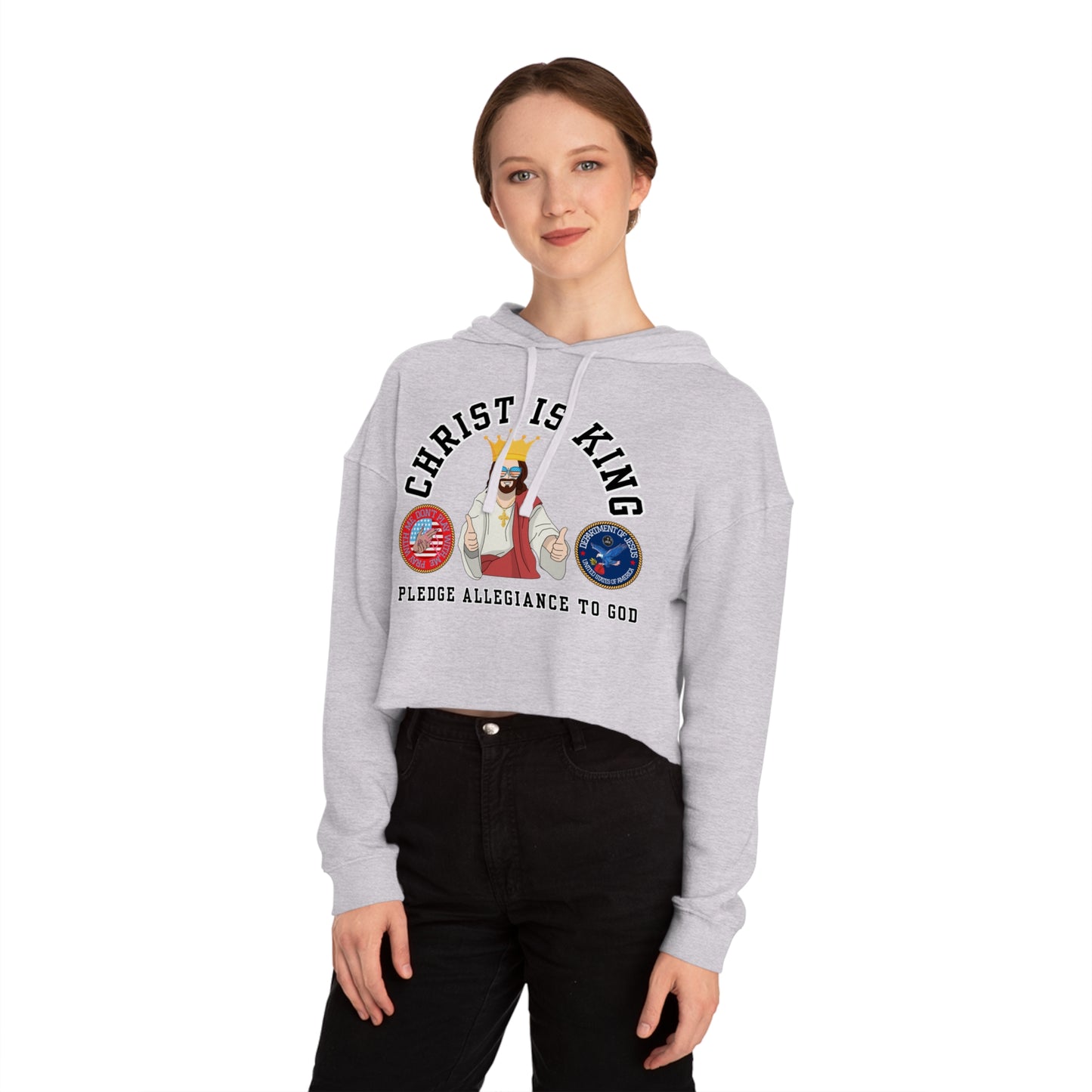 PLEDGE ALLEGIANCE TO GOD CROP HOODIE