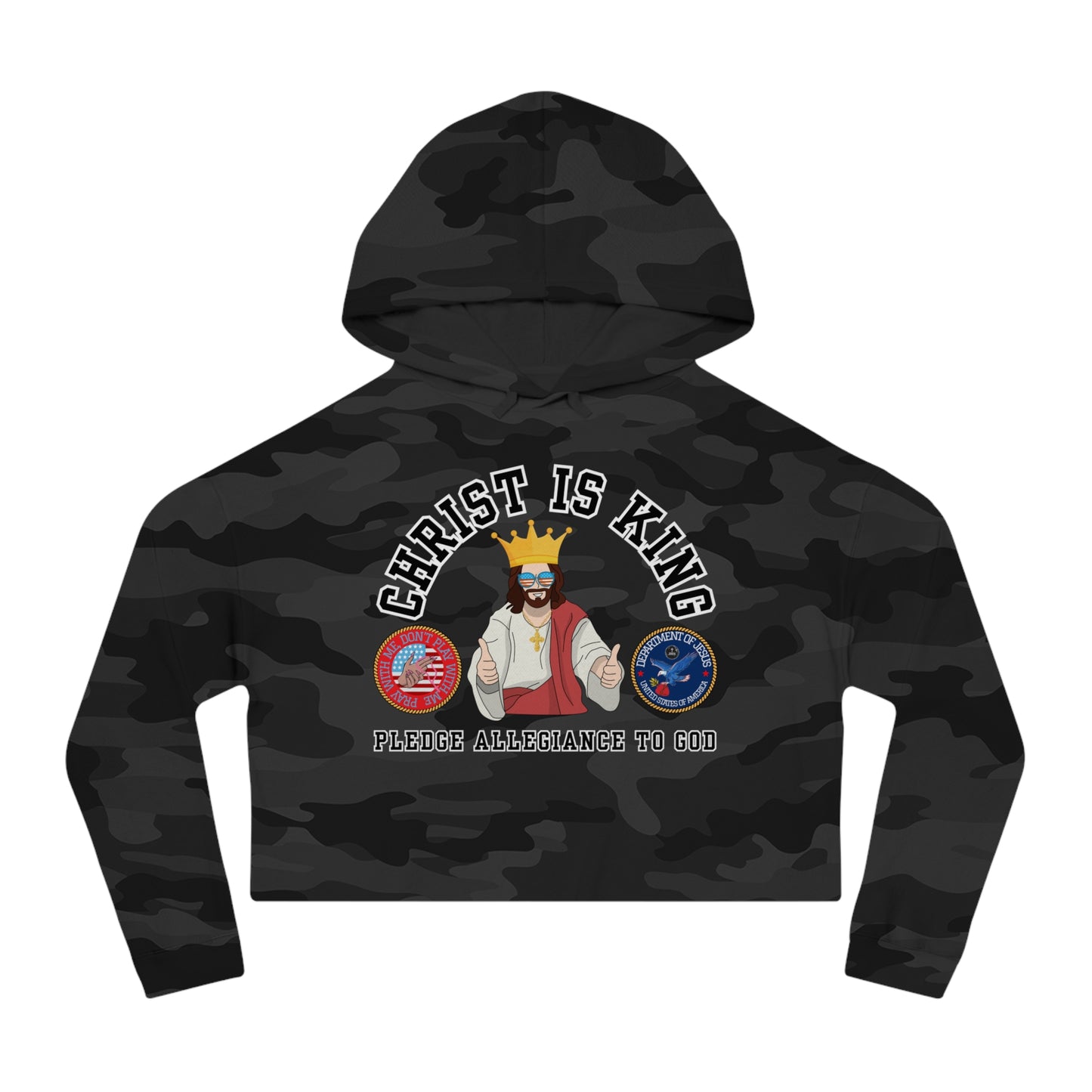 PLEDGE ALLEGIANCE TO GOD CROP HOODIE
